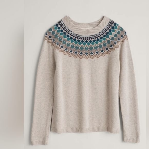 Seasalt Cornwall Camber Rocks Jumper Green & Grey - 80% Of Wool Size 10 - Picture 2 of 8